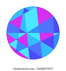 Diamond like blue and purple shape brochure element design. Gemstone. Vector illustration with empty copy space for text. Editable shape for poster decoration. Creative and customizable frame