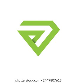 Vector de logotipo de geometría de arte de línea de diamante en color verde