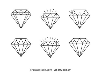 Diseño de contorno de Ilustración vectorial de icono de arte de línea de diamante