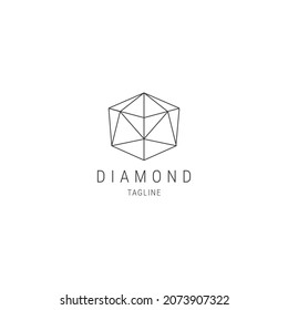 Diamond line art logo design template - vector