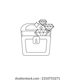 diamond line art and vector box in neat background
