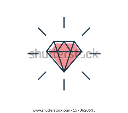 Diamond line gem icon. Vector crystal value outline stone brilliant, luxury flat icon.