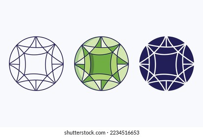 Diamond line and glyph icon, vector illustration