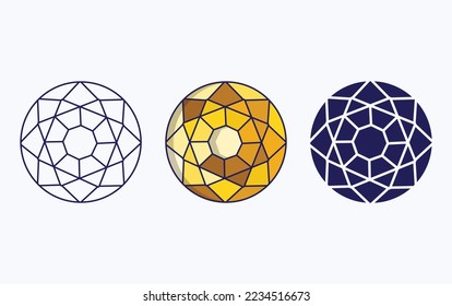 Diamond line and glyph icon, vector illustration