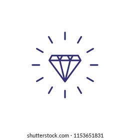 Diamond line icon. Brilliant shining with beams. Wealth concept. Can be used for topics like treasure, jewelry, luxury