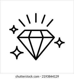 icono de la línea de diamante. signo de estilo lineal para concepto móvil y diseño web. Símbolo, ilustración del logotipo sobre fondo blanco.