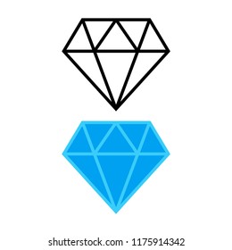 Diamond Line Icon. Diamond Outline Vector Sign