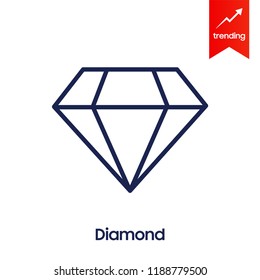 Diamond line icon, outline vector sign, linear style pictogram isolated on white. Gemstone symbol, logo illustration. Editable stroke. Pixel perfect