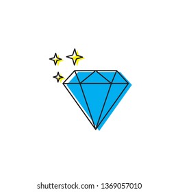 Diamond line icon, outline vector sign, linear style pictogram isolated on white. Gemstone symbol, logo illustration.