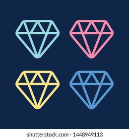 Diamond Line Icon. Diamond Outline Vector Sign. Brilliant Vector Icon