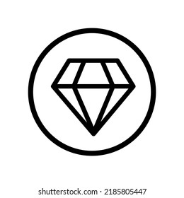Icono de línea de diamante, signo de vector de contorno, pictograma de estilo lineal aislado en blanco. Símbolo Gemstone, ilustración del logo. Trazo editable. Píxel perfecto
