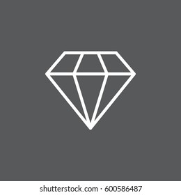 Diamond line icon, outline vector sign, linear white pictogram. Gemstone symbol, logo illustration. Editable stroke. Pixel perfect