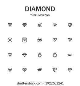 Diamond line icon set. Collection of modern signs for web design and mobile app. Finance pictograms. Black icon on white background. Collection of high-quality outline logo
