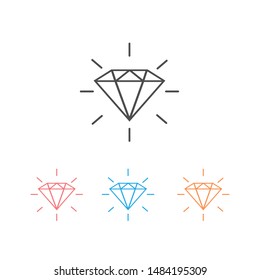 Diamond line icon set. Gemstone symbol. Vector