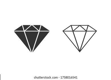 Symbol für die Diamantlinie gesetzt. Edelsteinsymbol. Vektorgrafik