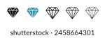 Diamond line icon set. Value gem icon. Crystal sign for UI designs.
