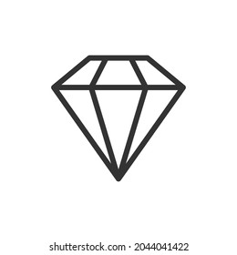 Diamond line icon, sign or symbol. Premium pictogram in trendy outline style. Diamond pixel perfect vector icon isolated on a white background. 