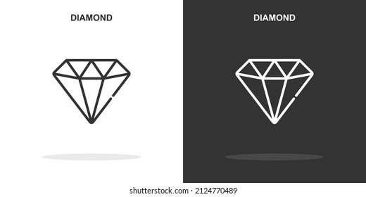 Symbol für die Diamantlinie. Einfaches Umriss-Style.Diamond-Linearzeichen. Vektorgrafik einzeln auf weißem Hintergrund. Bearbeitbarer Strich EPS10