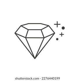 Icono de línea de diamante con paracaídas