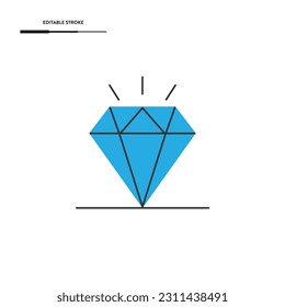 Diseño de vectores de iconos de línea de diamante.