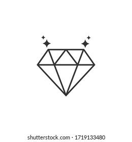 Icono de línea de diamante, Vector en fondo blanco.