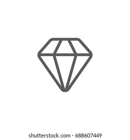 Diamond Line Icon, Vector On White Background