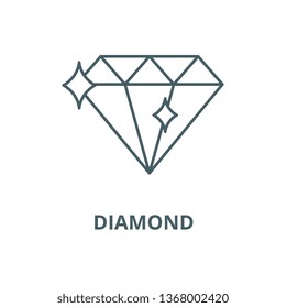 Diamond line icon, vector. Diamond outline sign, concept symbol, flat illustration