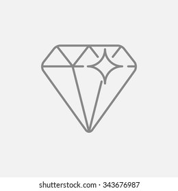 Icono de línea de diamante para web, móvil e infografía. Icono vector de gris oscuro aislado en fondo gris claro.