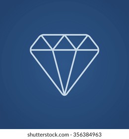 Icono de línea de diamante para web, móvil e infografía. Icono azul claro del vector aislado en fondo azul.