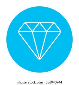 Diamond Line Icon für Web-, Mobil- und Infografiken. Vektorweißes Symbol auf hellblauem Kreis, einzeln auf weißem Hintergrund.