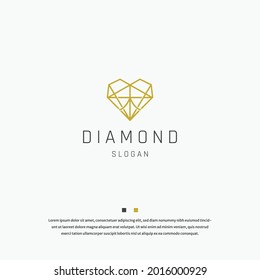 Diamond line style geometric elegant luxury gold logo icon design template vector