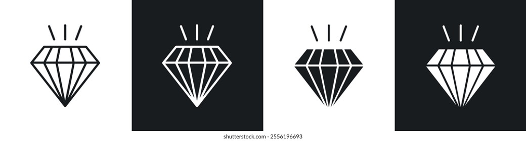 Diamond linear icon set for app, and web design.
