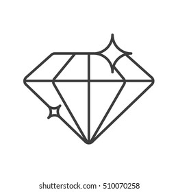 Diamond Linear Icon. Thin Line Illustration. Shiny Brilliant Gem Contour Symbol. Vector Isolated Outline Drawing