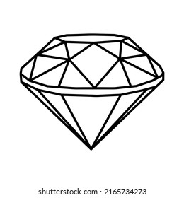 Diamant-Linearvektor. handgezeichnet brillant. Abstraktes schwarzes Diamantsymbol. Lineares Rahmenzeichen. Logo-Design von Vektordiamanten.
