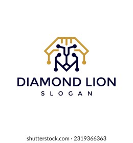 diamond lion elegant logo design vector template