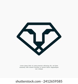 diamond lion head logo design template