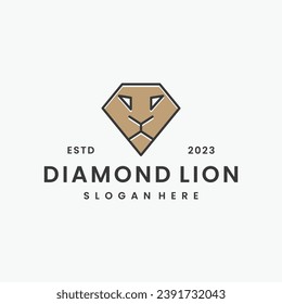 Diamond lion logo vector icon illustration hipster vintage retro