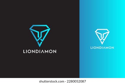 Diamond Lion simple modern monogram logo