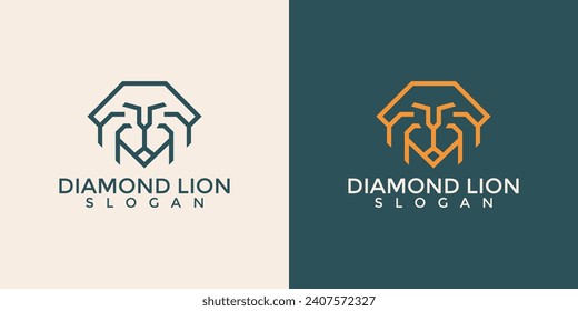 Diamond and lions symbol vector illustration logo design combinations
