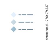 Diamond list icon for bullet points using diamond shape in application. Diamond symbol before text line for document formatting tool.