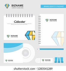 Diamond  Logo, Calendar Template, CD Cover, Diary and USB Brand Stationary Package Design Vector Template
