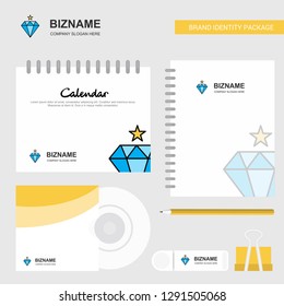 Diamond  Logo, Calendar Template, CD Cover, Diary and USB Brand Stationary Package Design Vector Template