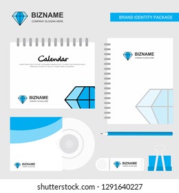 Diamond  Logo, Calendar Template, CD Cover, Diary and USB Brand Stationary Package Design Vector Template