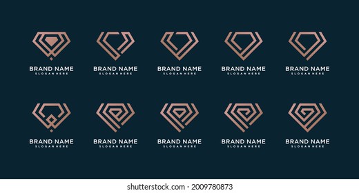 Diamant-Logo-Kollektion mit kreativem Linienkonzept Premium Vector