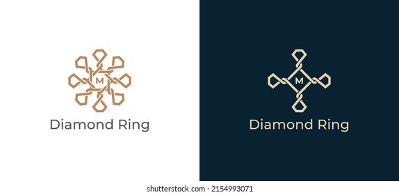 Símbolo del símbolo del logotipo del diamante Símbolo del signo del concepto Diseño con el logotipo del nudo del diamante M. Plantilla de logotipo de ilustración de vector
