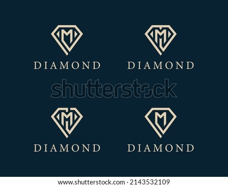 Diamond Logo Concept sign icon symbol Design. Diamond combine with Letter M. Vector illustration logo template