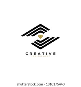 Diamond Logo. Creative black elegant line design with diamond in it