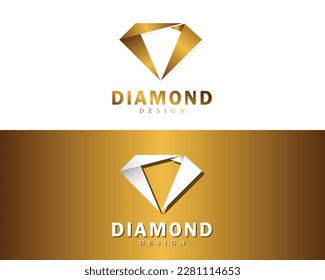 diamond logo creative design concept elegant gold color gradient
