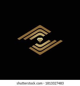 Diamond Logo. Creative gold elegant line design logo template