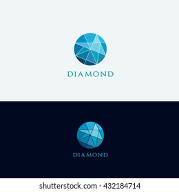Diamond logo, Crushing abstract pattern. Colorful precious stone logotype.